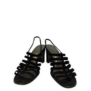 Paco Gil Women's Shoes Slingback Strappy Heel Sandal Black Suede Size 6.5